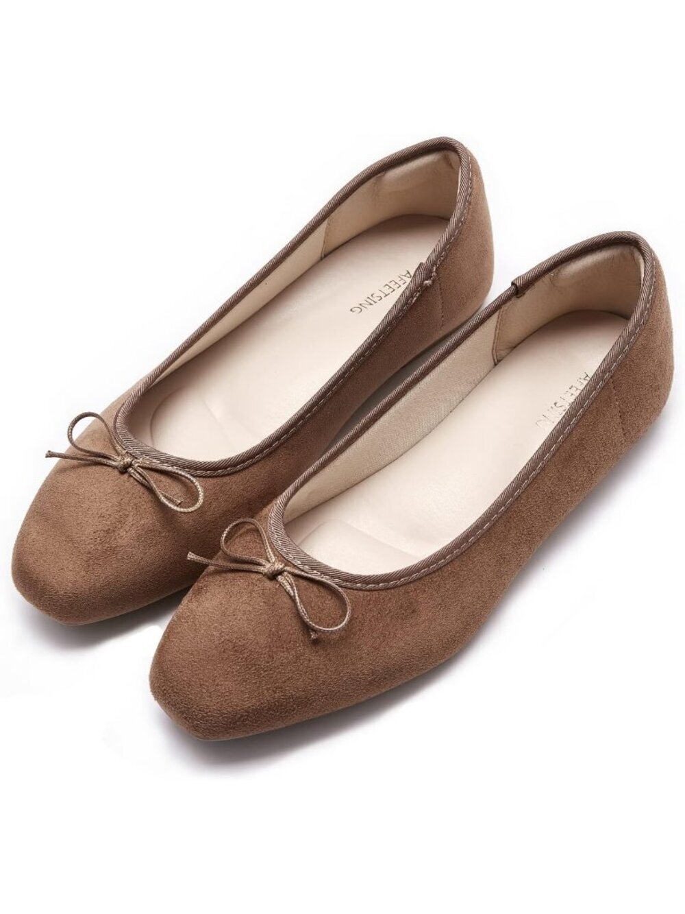 Women's A Brown Round Toe Ballet Flats Comfortable Bow Casual Dressy Flats Shoes